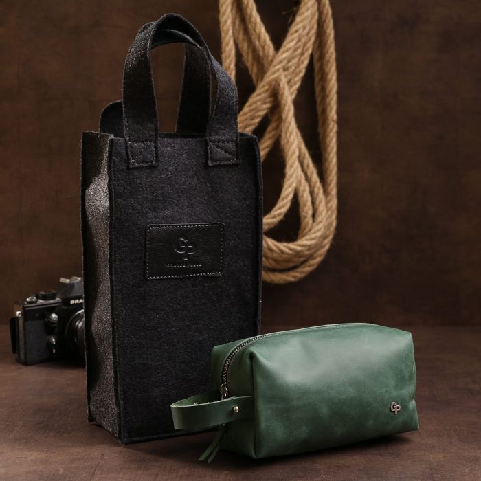 Кожаная косметичка унисекс GRANDE PELLE 11572 Зеленый