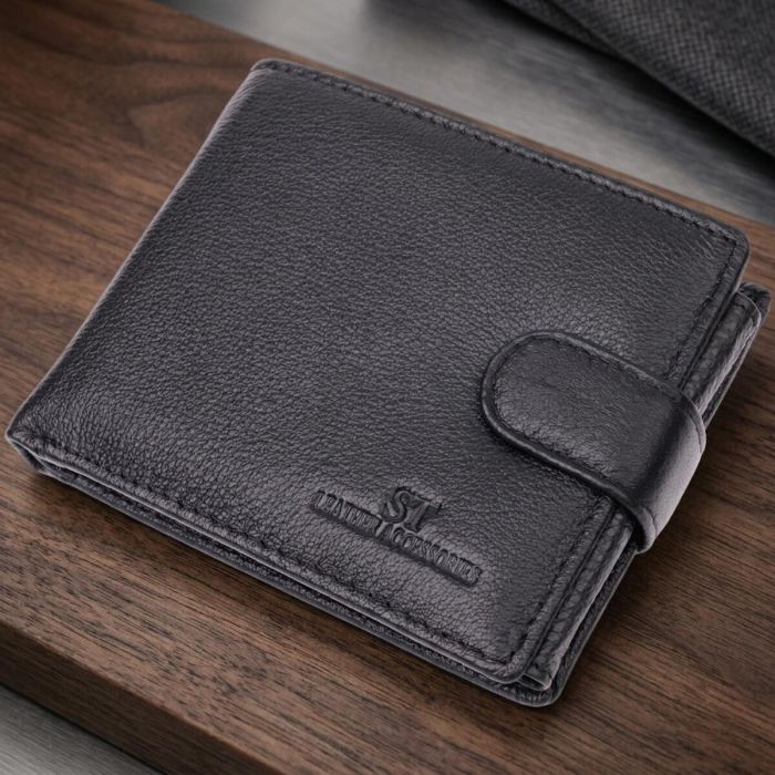 Интересный бумажник с блоком под документы из натуральной кожи ST Leather 22480 Черный