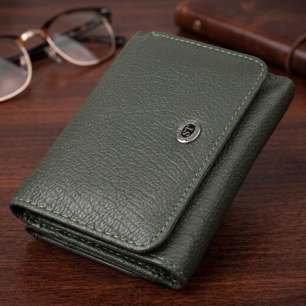 Женский кошелек компактного размера из натуральной кожи ST Leather 23072 Зеленый