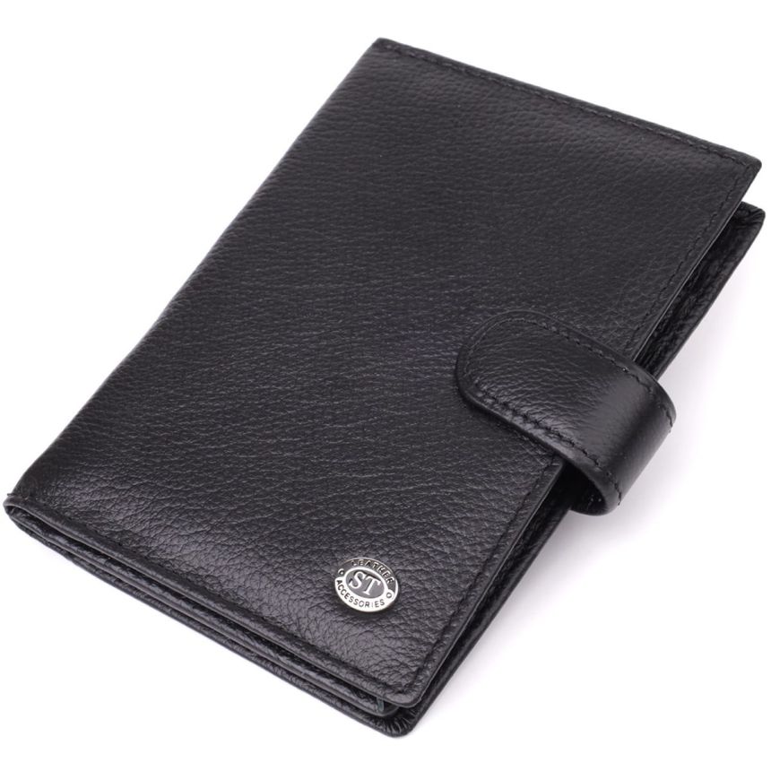 Вместительная обложка на документы унисекс из натуральной кожи ST Leather 23116 Черный