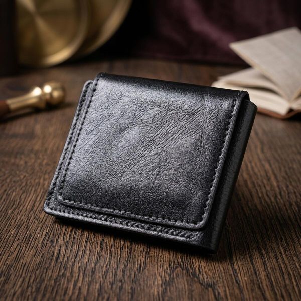 Кошелек унисекс из глянцевой натуральной кожи GRANDE PELLE 16806 Черный