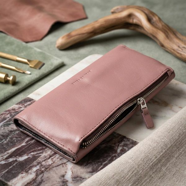 Якісний гаманець із монетницею зовні з натуральної шкіри GRANDE PELLE 11648 Пудровий