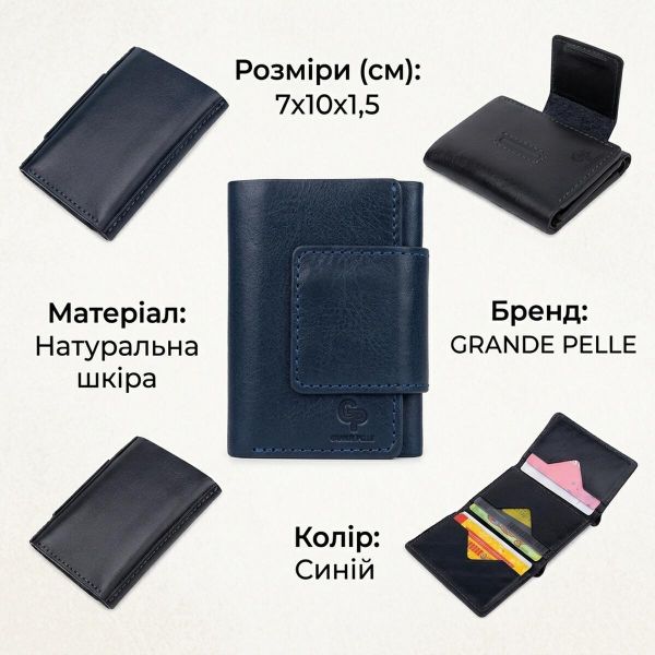 Чоловіче шкіряне портмоне GRANDE PELLE 11511 Синій