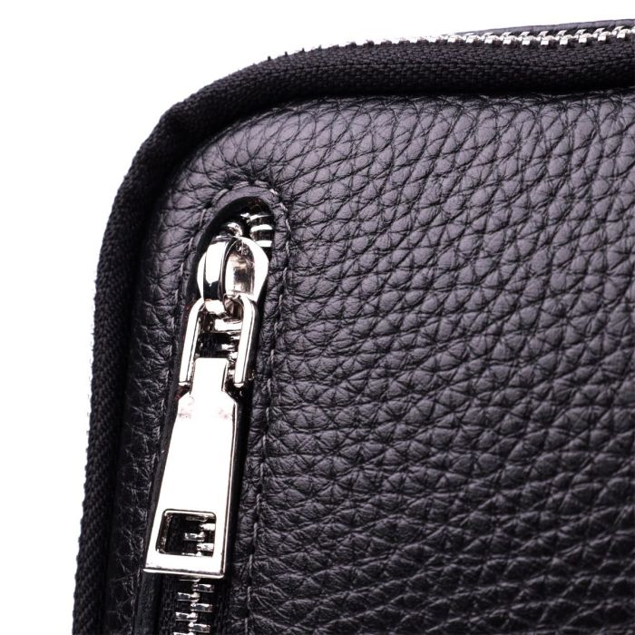 Прямоугольная сумка бананка из качественной натуральной кожи GRANDE PELLE 22877 Черный