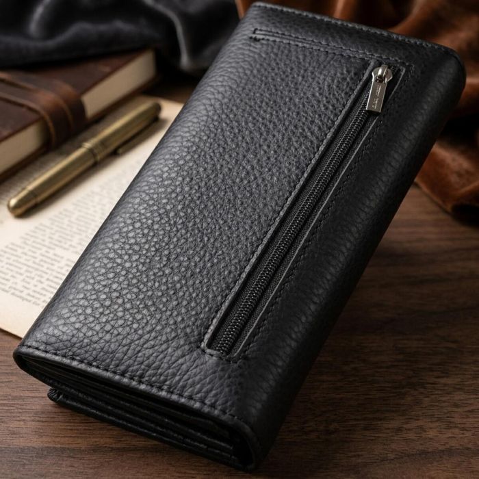 Женский вертикальный кошелек из натуральной кожи ST Leather 23084 Черный