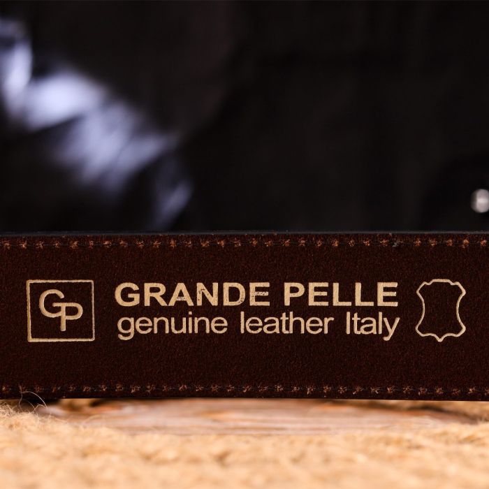 Красивый мужской ремень из натуральной кожи Grande Pelle 21460 Коричневый