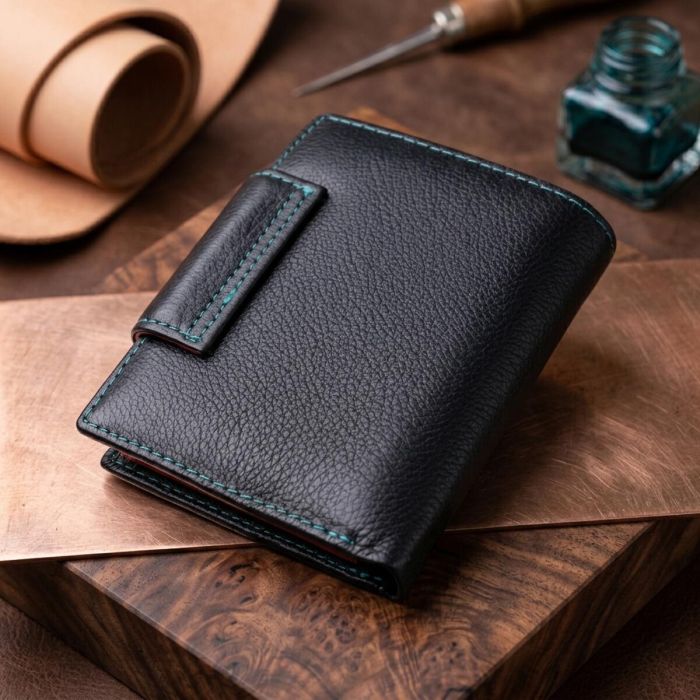 Портмоне для женщин в классическом цвете с интересной монетницей ST Leather 19449 Черный