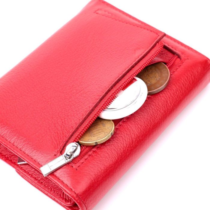Яркий женский кошелек с монетницей из натуральной кожи ST Leather 19482 Красный
