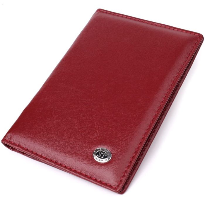 Красивая обложка на паспорт универсального формата из натуральной кожи ST Leather 23079 Бордовый