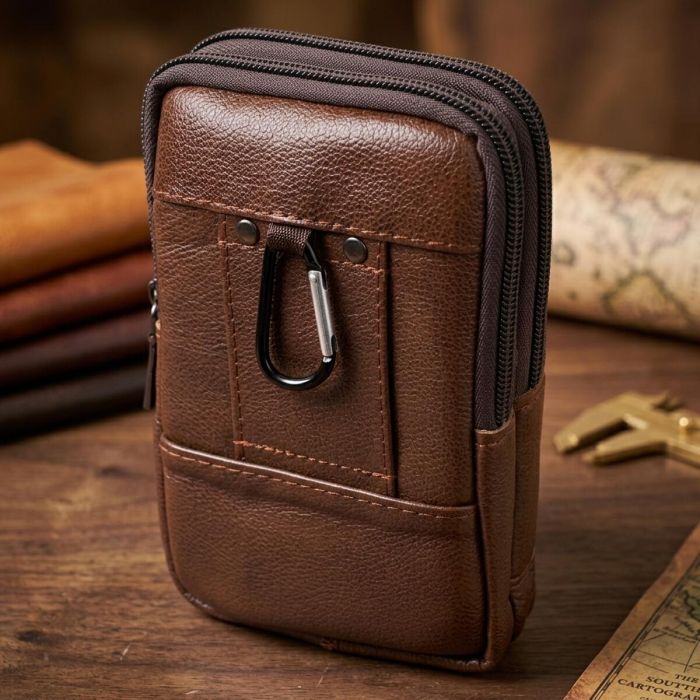 Сумка для мужчин на два отделения из натуральной кожи Vintage 22738 Коричневый