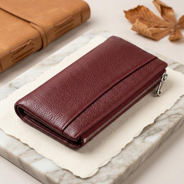 Красивый кошелек из натуральной зернистой кожи CANPELLINI 21636 Бордовый