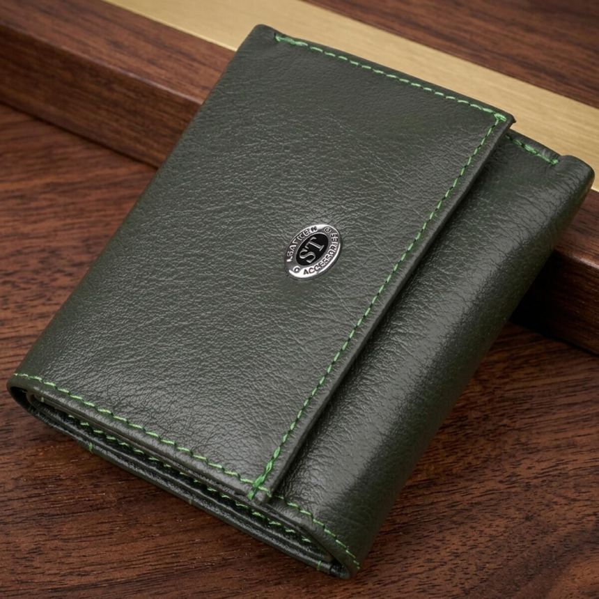 Женский миниатюрный кошелек из натуральной кожи ST Leather 23083 Зеленый