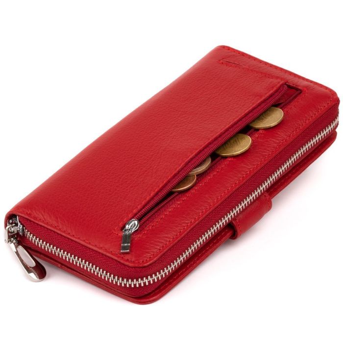 Женский кожаный кошелек для карт и купюр ST Leather 19306 Красный