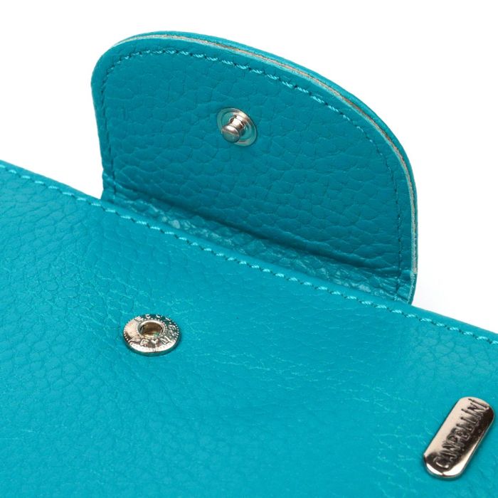 Яркий вертикальный кошелек из натуральной кожи CANPELLINI 21678 Бирюзовый