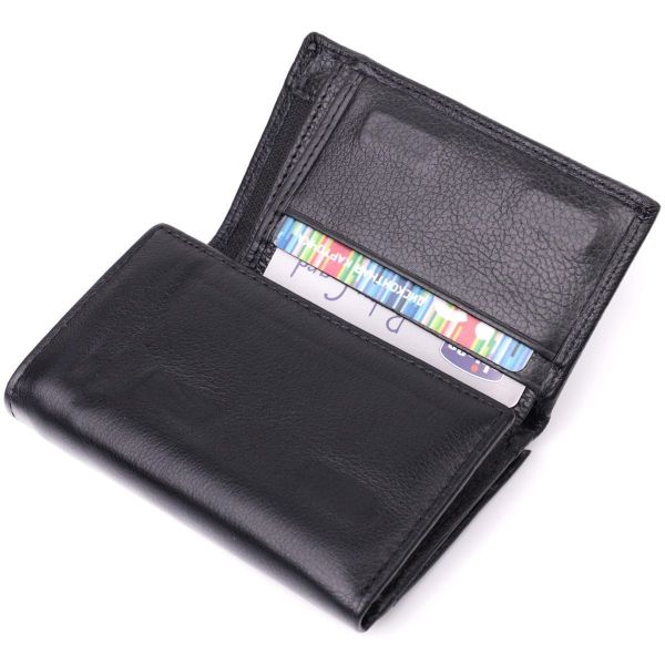 Кожаный женский кошелек в три сложения ST Leather 22488 Черный