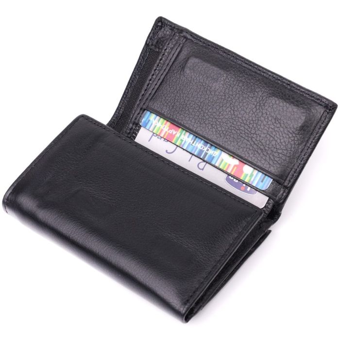 Кожаный женский кошелек в три сложения ST Leather 22488 Черный