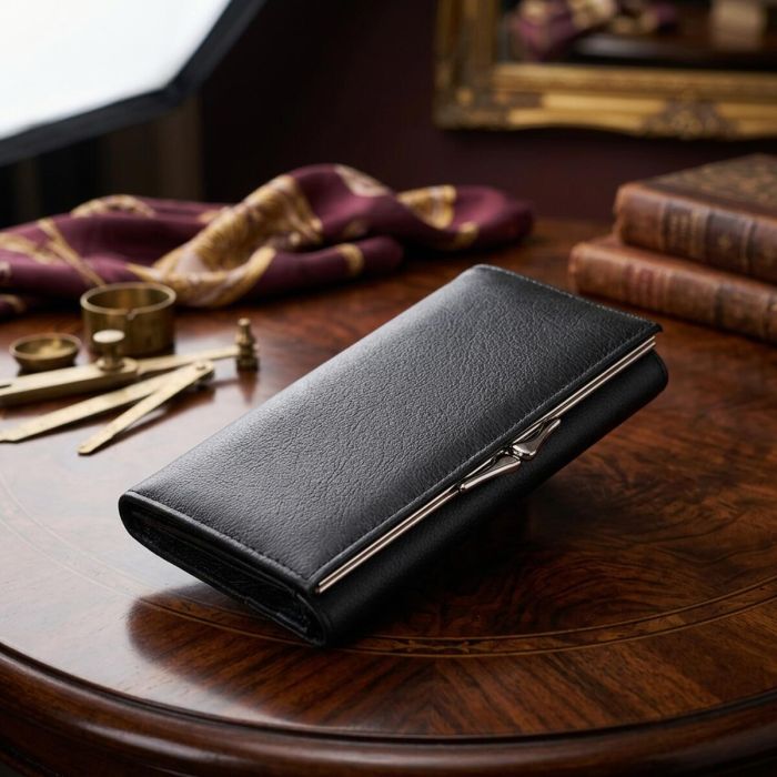 Добротное женское портмоне с карманом для монет из натуральной кожи ST Leather 22691 Черный
