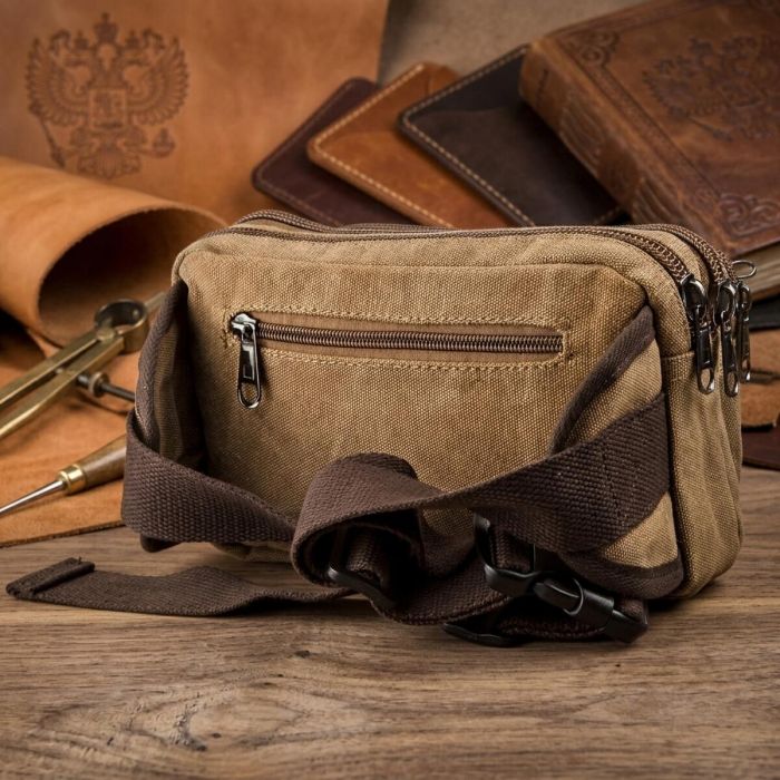 Бананка текстильная на пояс Vintage 20160 Коричневая
