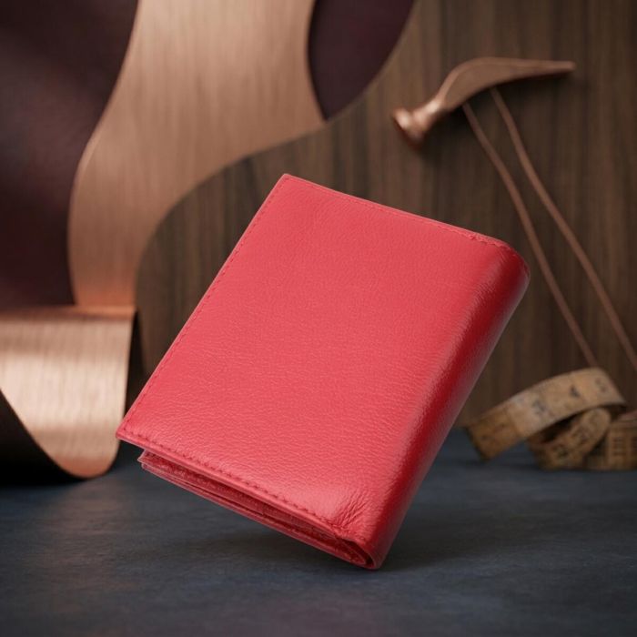 Яркий женский кошелек с монетницей из натуральной кожи ST Leather 22712 Красный