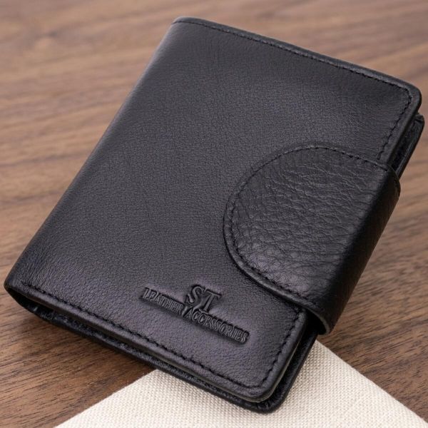 Надежный кошелек для женщин вертикального типа из натуральной кожи ST Leather 22451 Черный