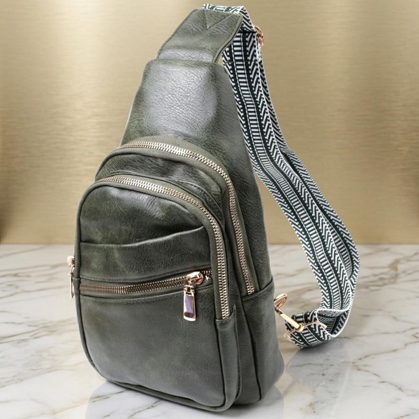 Удобная женская сумка с одной лямкой через плечо из экокожи Vintage 22756 Зеленый