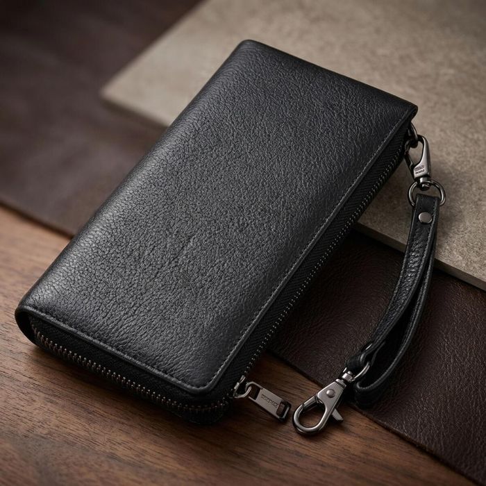 Практичный кожаный кошелек на три отделения ST Leather 23111 Черный