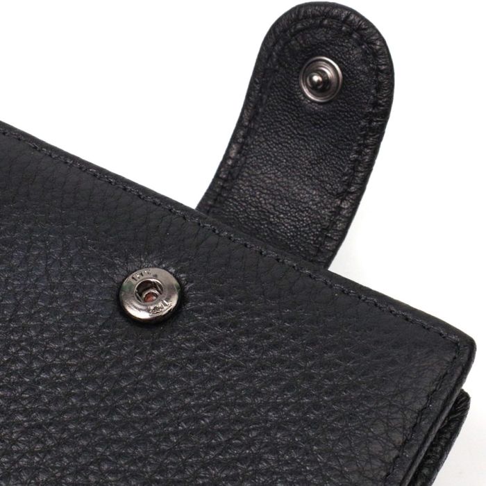 Горизонтальный мужской бумажник из натуральной кожи Vintage sale_15019 Черный