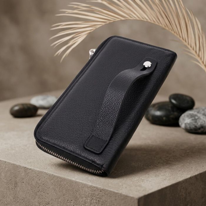 Функциональный кошелек-клатч унисекс из натуральной кожи ST Leather 22529 Черный