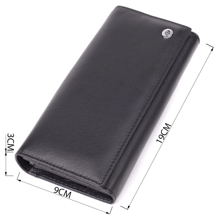 Солидный женский кошелек из натуральной кожи ST Leather 23088 Черный