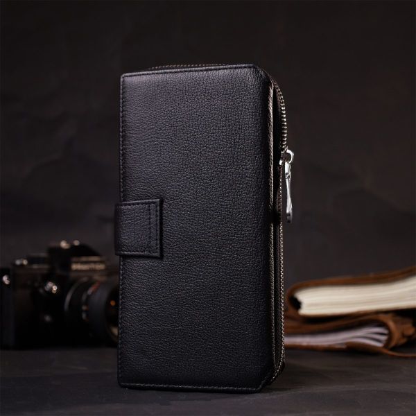 Кошелек клатч унисекс из натуральной кожи для карт и купюр ST Leather 19432 Черный