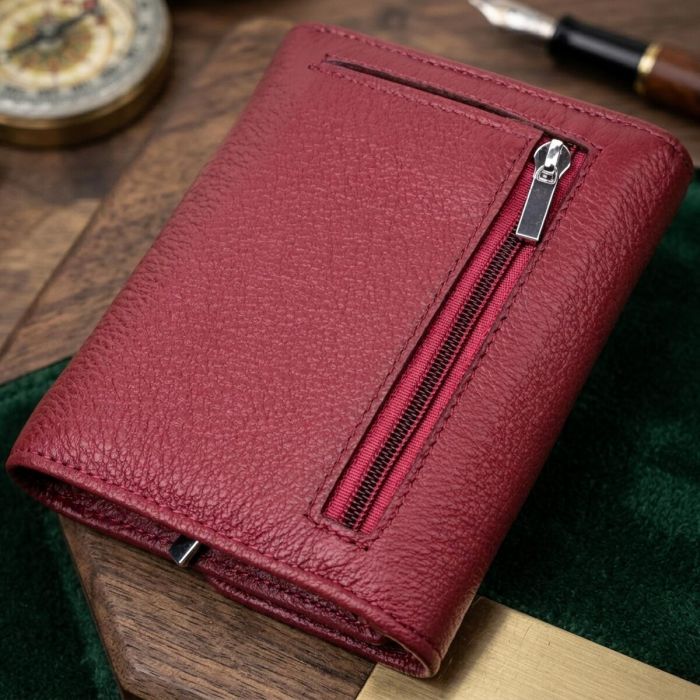Кожаный женский кошелек с монетницей ST Leather 19480 Бордовый