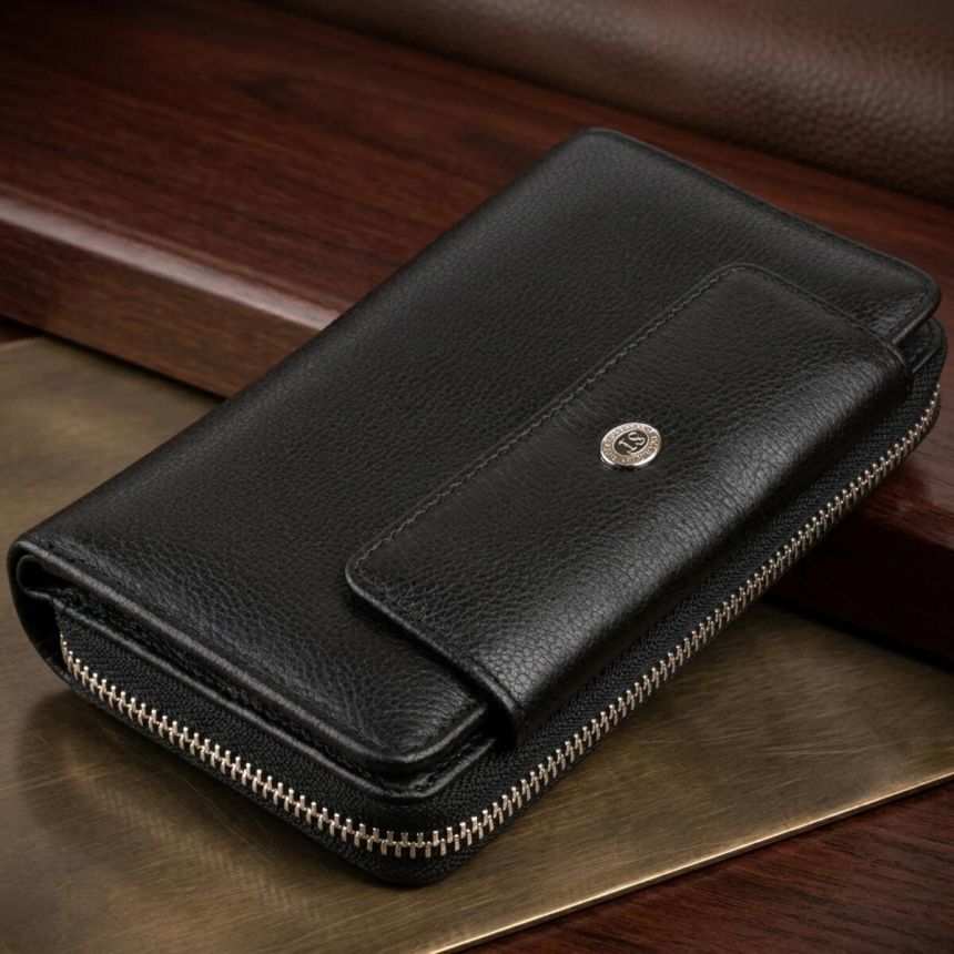 Кошелек из кожи на защелке ST Leather 19339 Черный