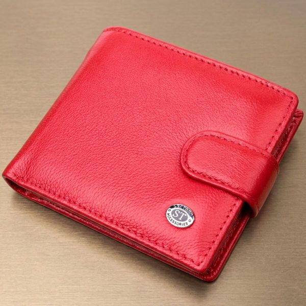 Яркое женское портмоне с блоком для карт из натуральной кожи ST Leather 19471 Красный