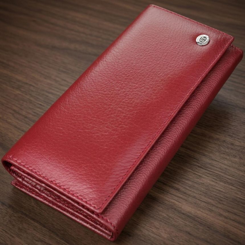 Элегантный кошелек для женщин с монетницей из натуральной кожи ST Leather 23107 Бордовый
