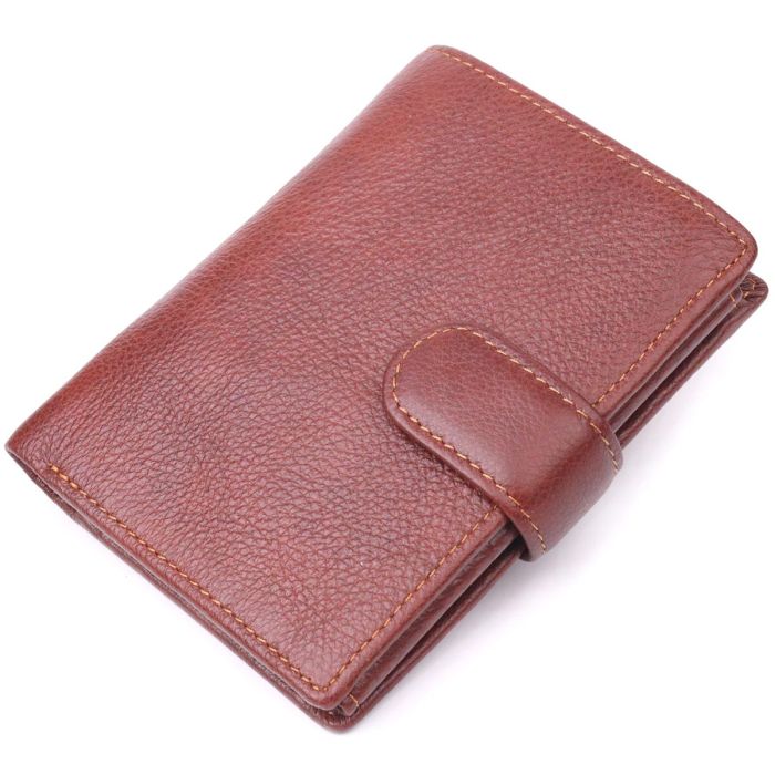 Вертикальное мужское портмоне из натуральной кожи 21399 Vintage Коричневый