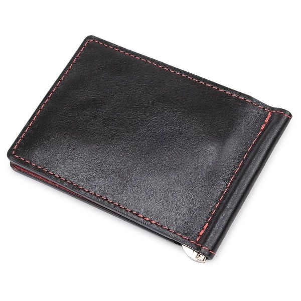 Кожаный стильный зажим для денег унисекс GRANDE PELLE 11541 Черный
