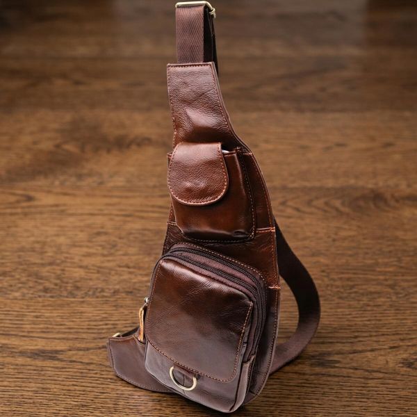 Мужская сумка через плечо из натуральной кожи Vintage 22959 Коричневый