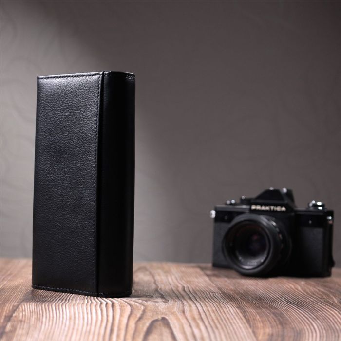 Женский кожаный кошелек для карт купюр и монет ST Leather 22696 Черный