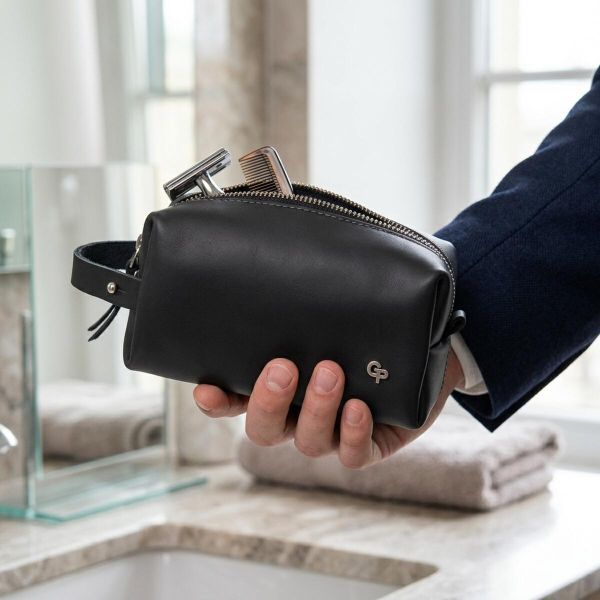 Шкіряна косметичка для чоловіків GRANDE PELLE 11507 Чорний