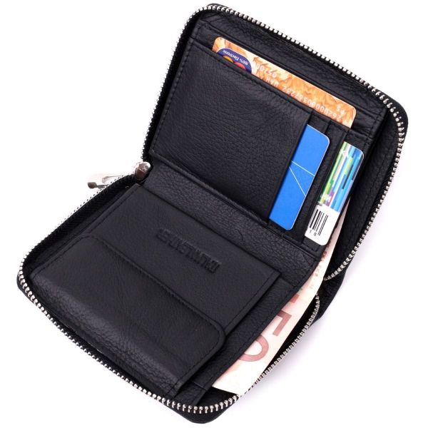 Портмоне для женщин на молнии в классическом цвете из натуральной кожи ST Leather 19488 Черный