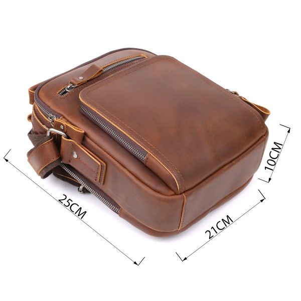 Мужская деловая сумка с ручкой для переноса в руке из натуральной кожи Vintage 23033 Коричневый