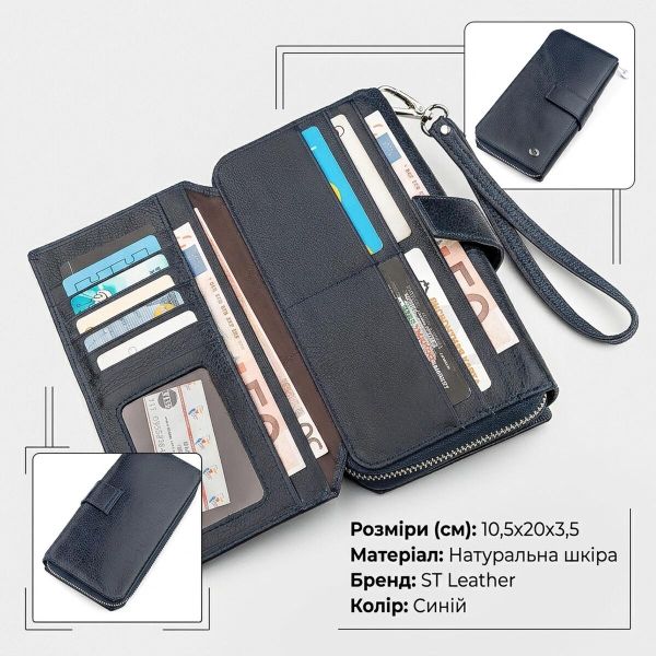 Чоловічий гаманець ST Leather 18454 (ST128) шкіряний Синій