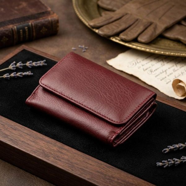 Компактный женский бумажник на кнопке ST Leather 18885 Темно-красный