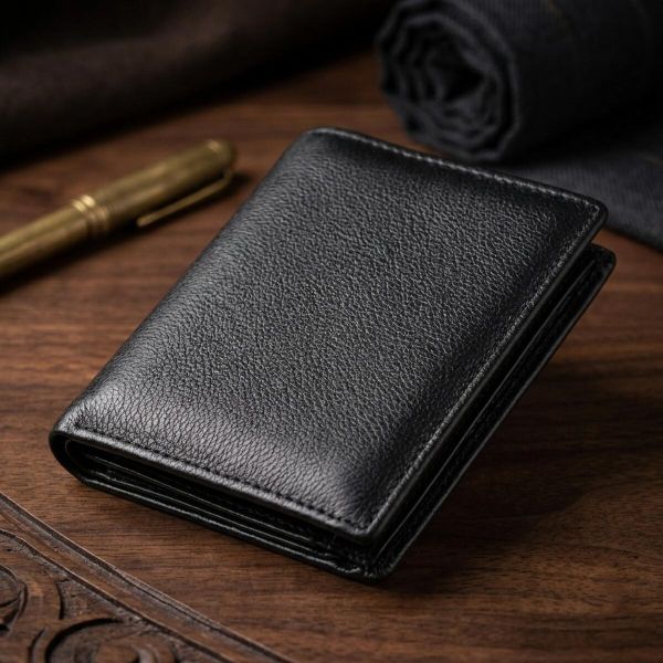 Вертикальный кошелек для стильных мужчин из натуральной кожи ST Leather 22464 Черный