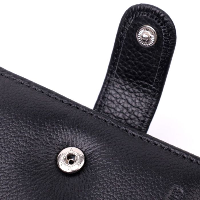 Мужской бумажник среднего размера из натуральной кожи ST Leather 22444 Черный