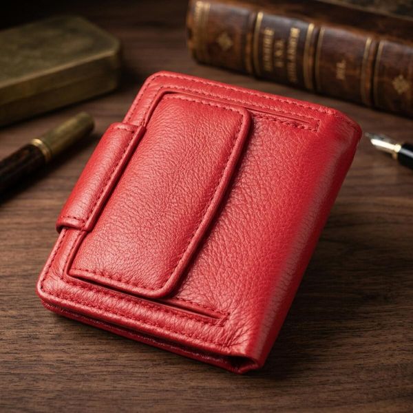 Вертикальный кошелек для ярких женщин из натуральной кожи ST Leather 22702 Красный