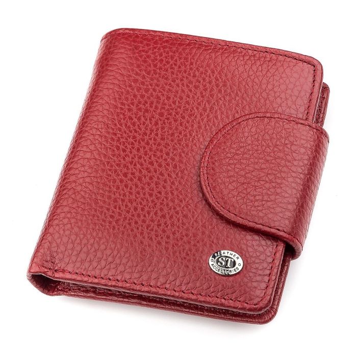 Женский кожаный кошелек для карт купюр и монет ST Leather 18499 Красный