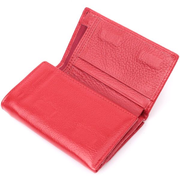 Кожаный удобный женский кошелек в три сложения ST Leather 22490 Красный
