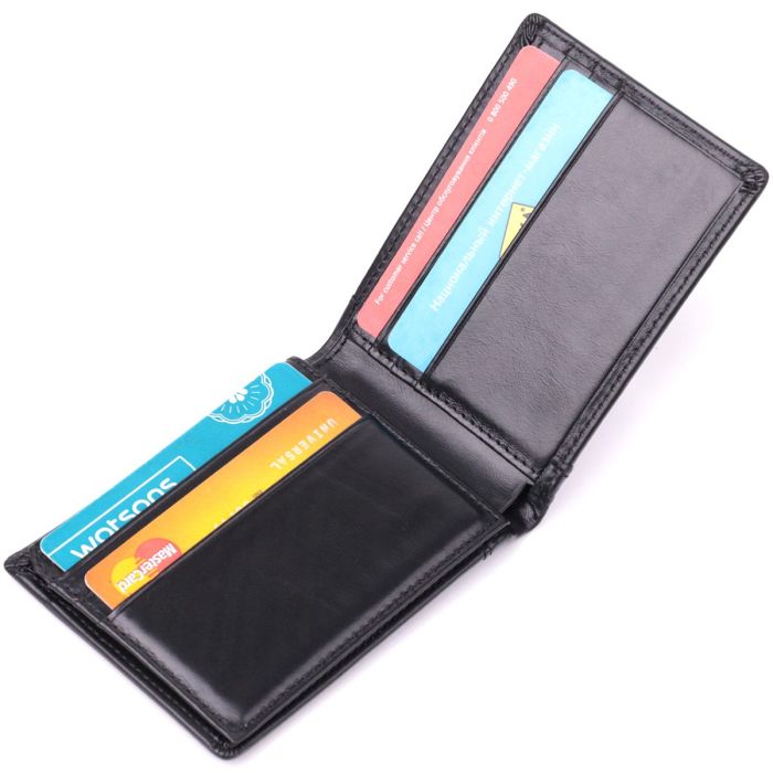 Небольшой мужской бумажник без застежки из натуральной кожи Vintage sale_15097 Черный