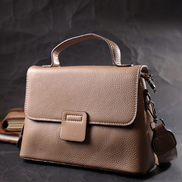 Женская сумка сэтчел из натуральной кожи Vintage 22292 Бежевая